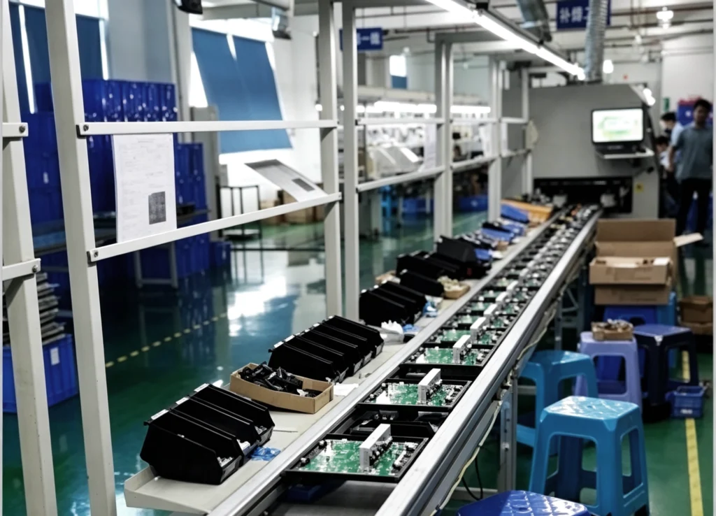Automated electronics SMT assembly line at BETRUE factory, updated CE compliant audio OEM manufacturer