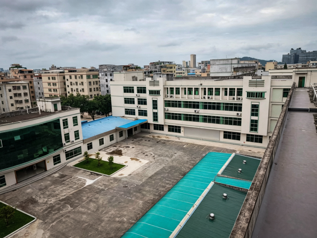 Aerial bird-eye view of BETRUE Huizhou factory campus, BSCI audited audio speaker factory