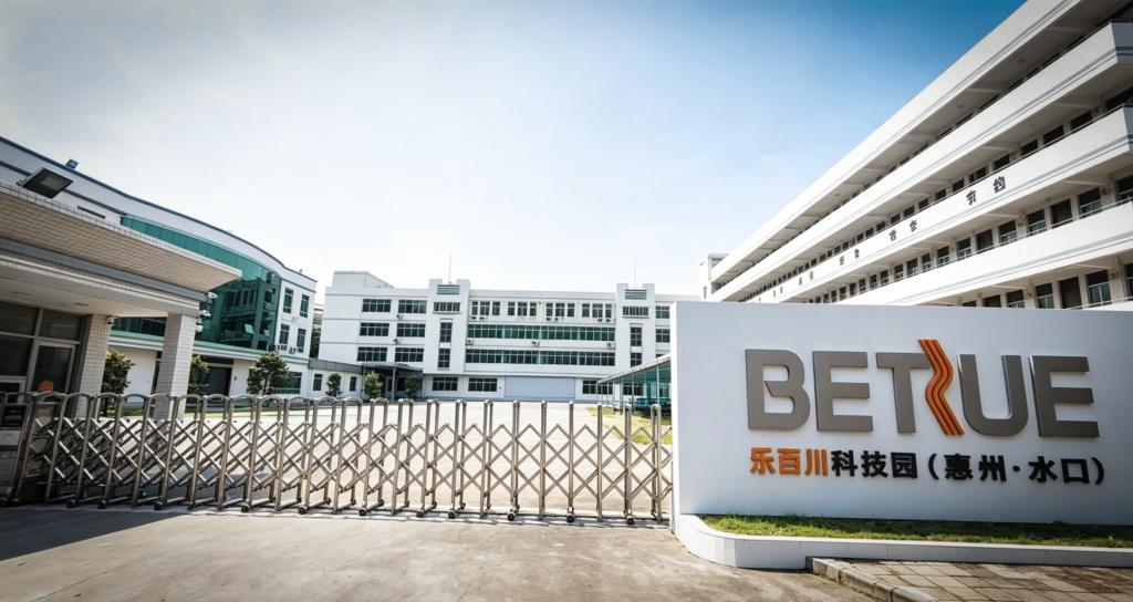 Entrance gate of BETRUE Huizhou factory park, BSCI audited audio speaker factory