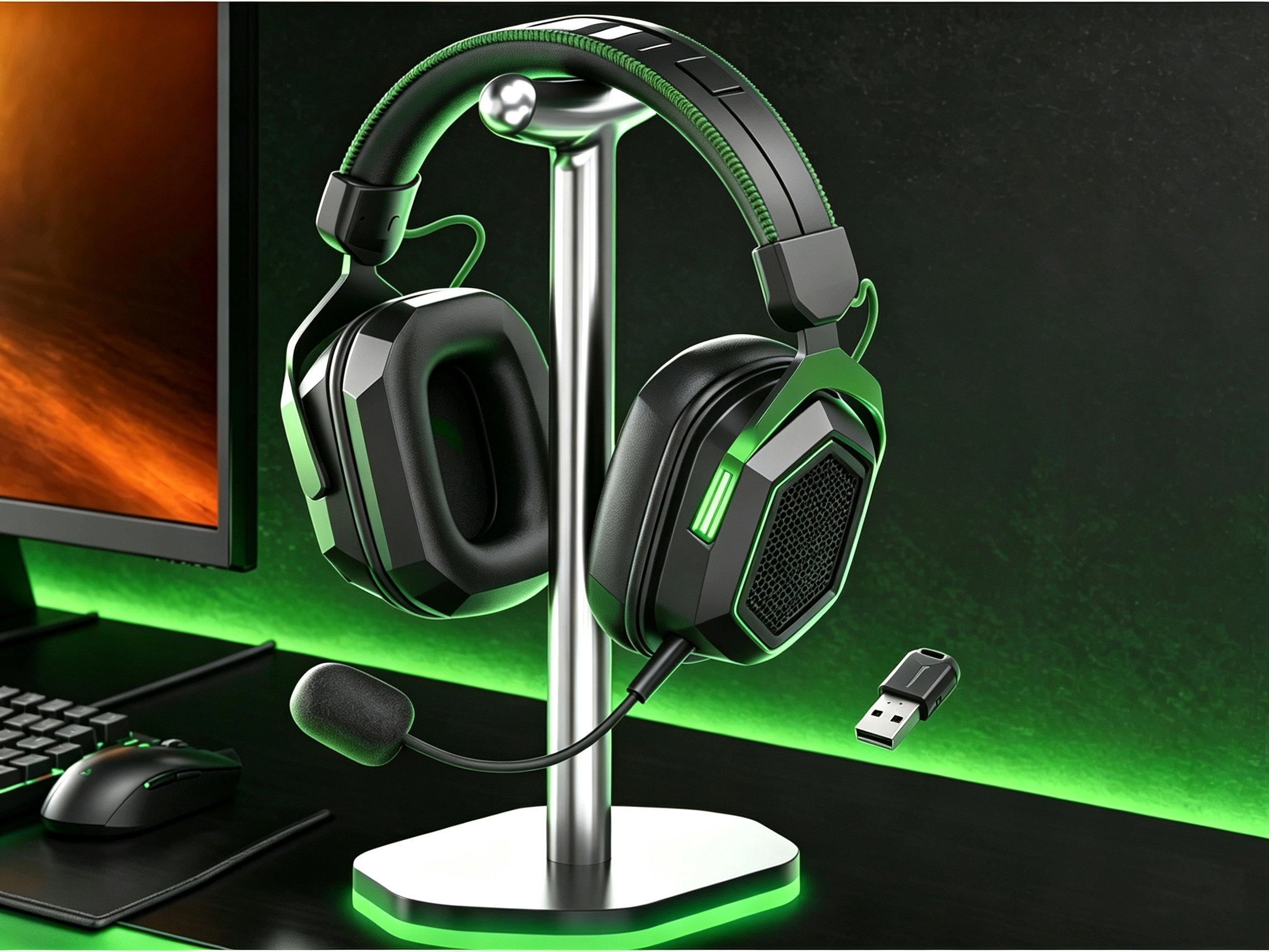 Gamer with BETRUE RGB lighting wireless gaming headphone at PC desk, updated CE compliant audio OEM manufacturer