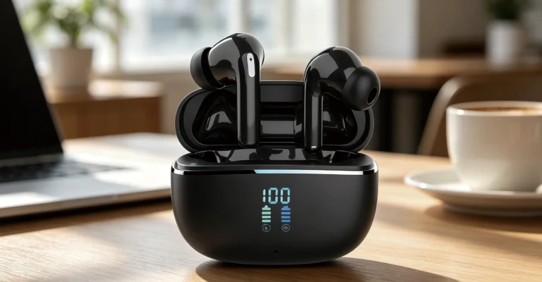 BETRUE GN055 six-microphone ANC TWS headphones with charging case display